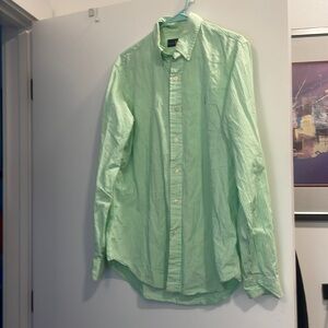 Green and white striped Men’s Ralph Lauren polo shirt size medium